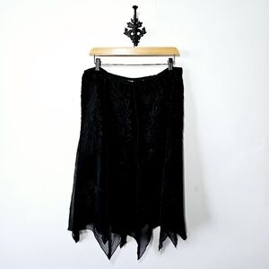 Chico's Sheer Silk Layered Ruffle Skirt Size 3 US XL Beaded Whimsigoth Y2K